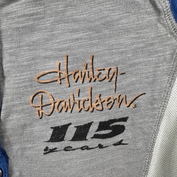 Harley-Davidson Shirt Womens Large Grey Blue 115th Anniversary Biker Motorcycle - Picture 4 of 8